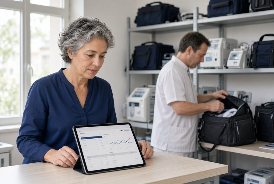 Une dirigeante de prestation de santé à domicile analyse ses données d'activité